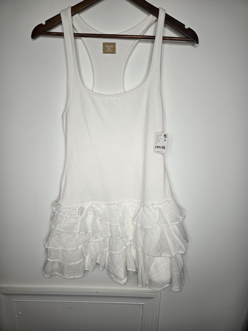 Free People NWT free-est Beach Romper Clean Ivory Ribbed Knit Tiered Skort M - Picture 5 of 15